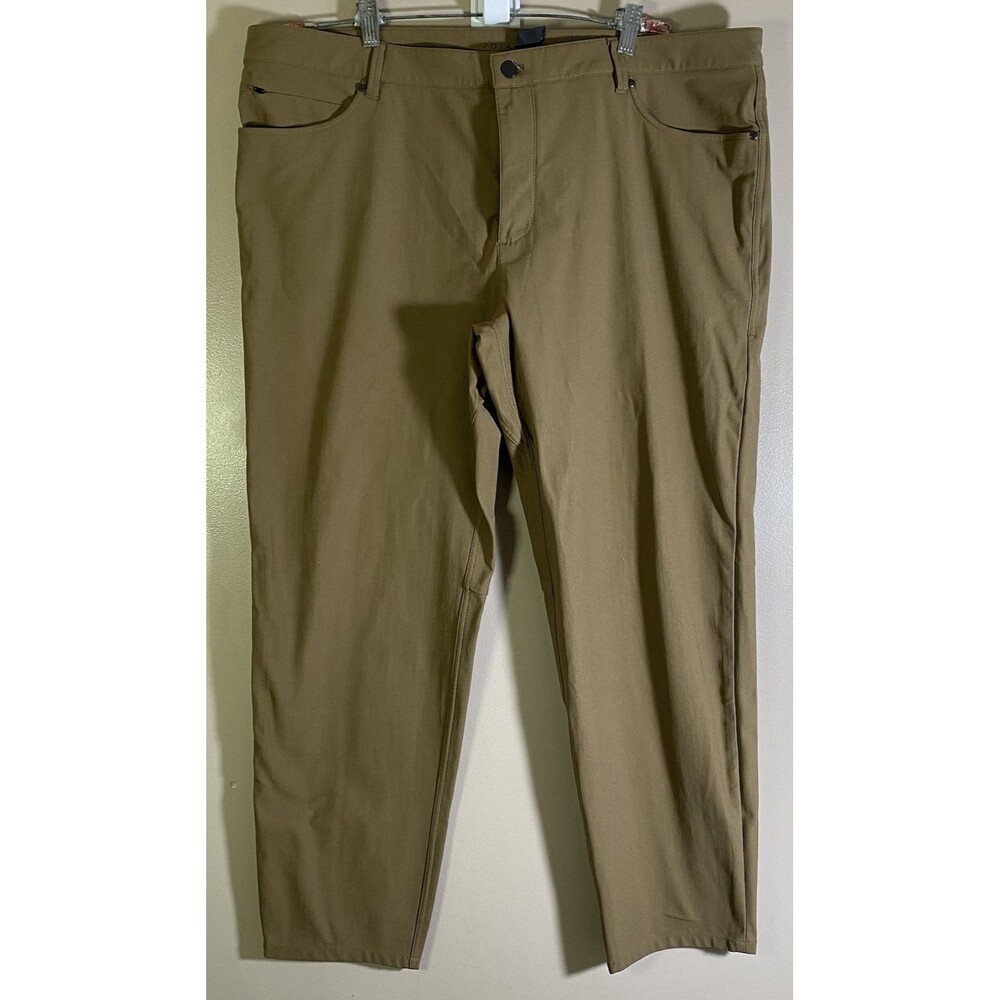 7 Diamonds Infinity Pants Men 40x30 Brown Slim Fit Stretch Travel Chino GOLF